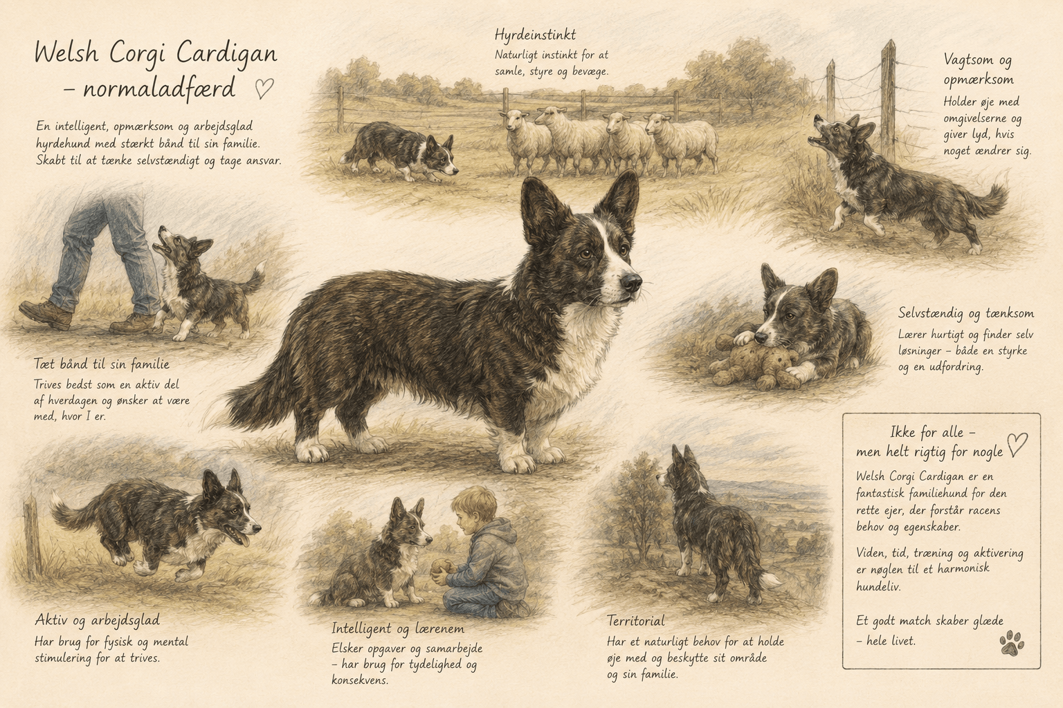 Welsh Corgi Cardigans normaladfærd og racetypiske egenskaber